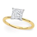 1.5 Ct Princess Cut Diamond Ring Lab Grown IGI G/VS1 10K Yellow Gold