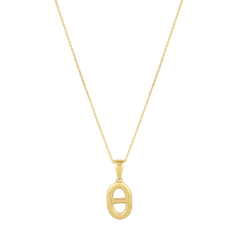 Polished Puff Mariner Link Necklace in 14K Yellow Gold