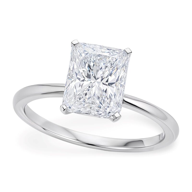 3 Carat Radiant Lab Grown Diamond Solitaire Ring 14K White Gold IGI G/VS1