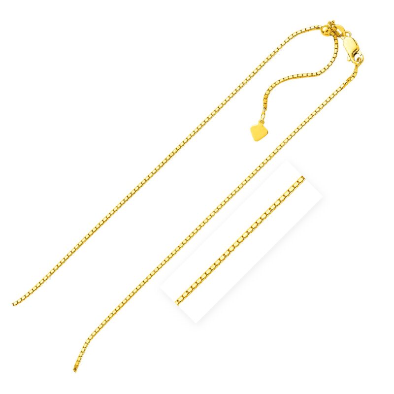 Adjustable Box Chain Sterling Silver Yellow Finish (1.40 mm)