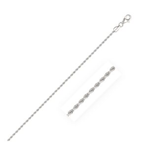 14k White Gold Diamond Cut Rope Anklet 10 Inch 2.0mm