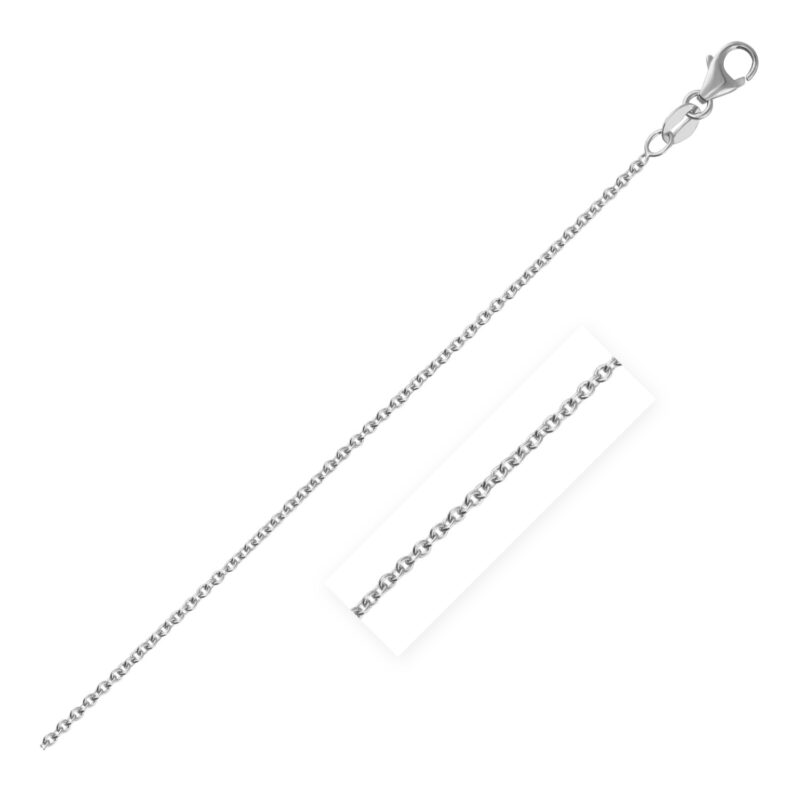 14k White Gold Round Cable Link Chain with Lobster Clasp 18 inch