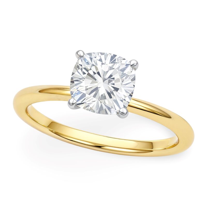 1.5 Ct Cushion Lab Diamond Ring Grown IGI G/VS1 14K Yellow Gold