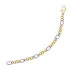14k Two-Tone Gold Rope Motif Oval and Round Link Chain Bracelet (8.80 mm) 14k Two-Tone Gold Rope Motif Oval and Round Link Chain Bracelet (8.80 mm)