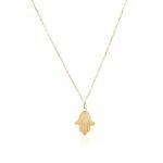 14K Yellow Gold Hand of Hamsa Necklace