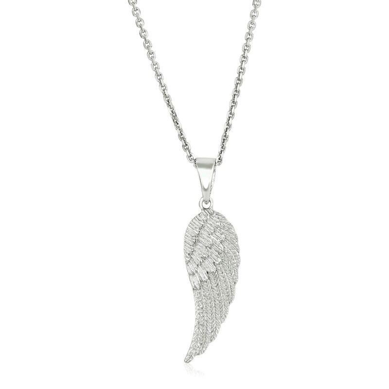 Angel Wing Pendant Sterling Silver with Large Textured