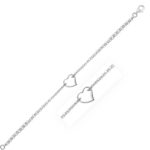 14k White Gold Chain Anklet Cable with Open Heart Station
