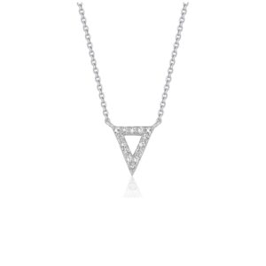 Diamond Inverted Triangle Pendant Necklace 14k White Gold