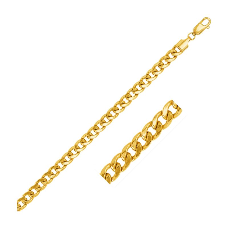 14k Yellow Gold Miami Cuban Solid Chain Necklace 5.5 mm