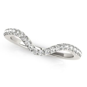 Round Wavy Diamond Wedding Ring 1/6 carat 14k White Gold