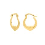 Small Heart Hoop Earrings 14K Yellow Solid Gold Small Heart Hoop Earrings 14K Yellow Solid Gold
