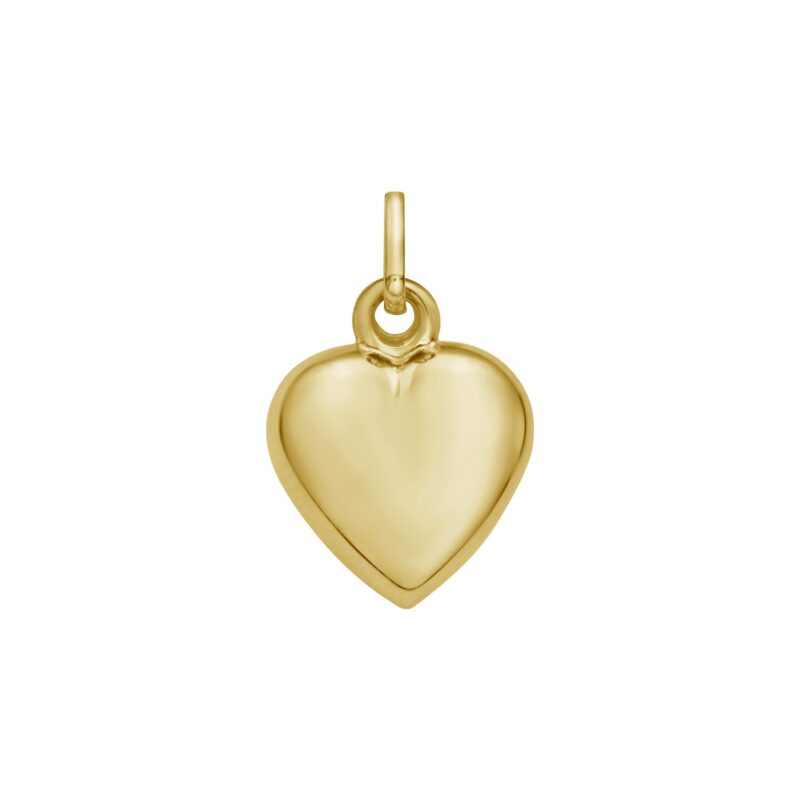 14K Yellow Gold Small Puff Heart Charm Pendant without Chain