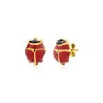 14K Gold Lady Bug Stud Earrings