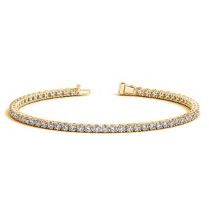 Lab Grown Round Diamond Tennis Bracelet 3 Carat 14k Yellow Gold