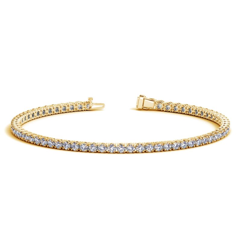 Lab Grown Round Diamond Tennis Bracelet 3 Carat 14k Yellow Gold