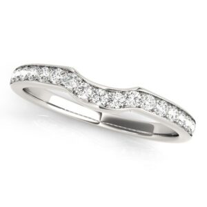 Curved Diamond Wedding Ring 1/4 carat 14k White Gold