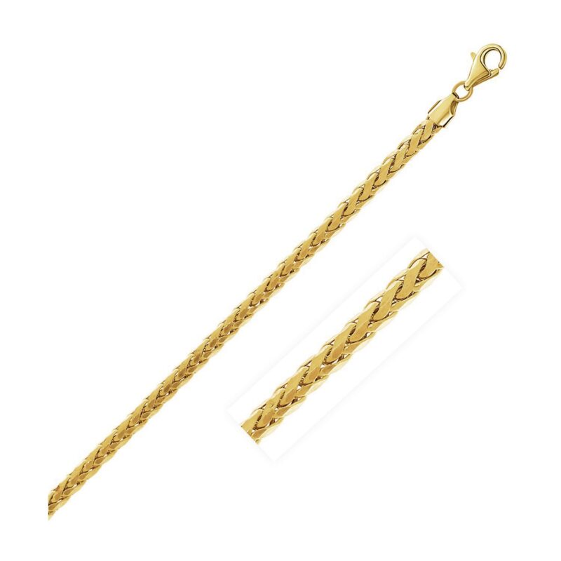 14k Yellow Gold Diamond Cut Round Franco Chain Necklace 3.2 mm