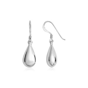 Puffed Teardrop Dangle Earrings 925 Sterling Silver Polished