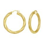 14K Yellow Gold Full Twist Large Hoops Earrings