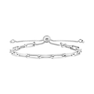 Sterling Silver Paperclip Chain Adjustable Bracelet (3.8 mm)