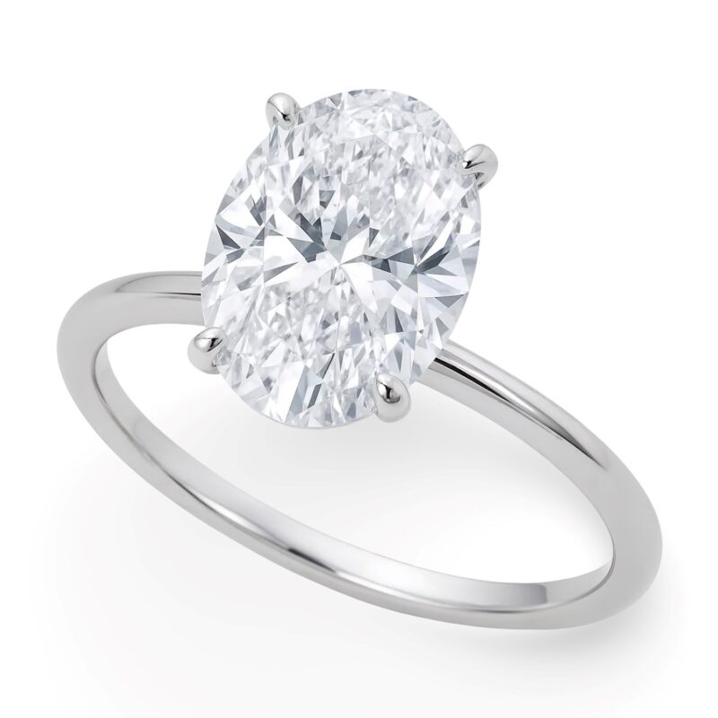3 Carat Oval Diamond Solitaire Ring Lab Grown IGI G/VS1 14K White Gold