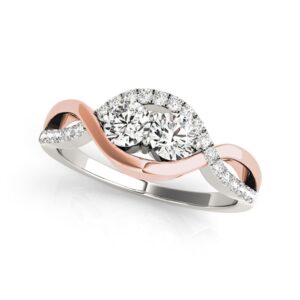 Two Stone Infinity Diamond Ring 14k White And Rose Gold Two Tone