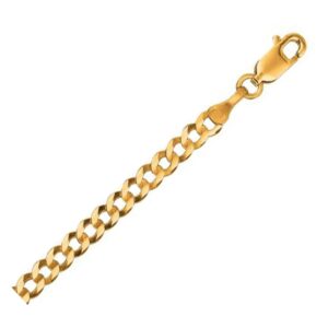 14k Yellow Gold Solid Curb Chain Necklace 3.2 mm