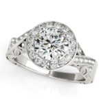 1.65 Carat Halo Set Diamond Engagement Ring 14k White Gold