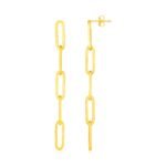 14K Yellow Gold Five Link Paperclip Chain Earrings