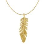 10k Yellow Gold Feather Pendant Necklace