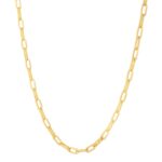 14k Yellow Gold Diamante Paperclip Chain Necklace (4.00 mm)