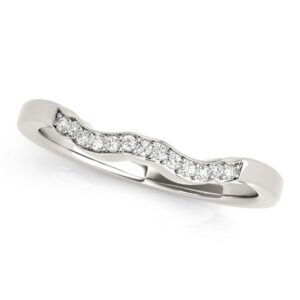 Wavy Diamond Wedding Ring 1/15 cttw 14k White Gold