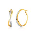 Twisted Hoop Earrings 14k Two-Tone Gold Polished