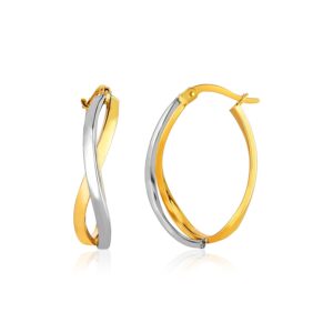 Twisted Hoop Earrings 14k Two-Tone Gold Polished