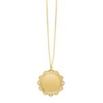 Baroque Round Pendant and Necklace in 14K Yellow Gold