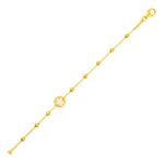 14k Yellow Gold Childrens Bracelet with Angel and Beads (6.00 mm)