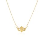 14k Gold Irish Claddagh Pendant Necklace