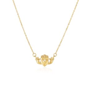 14k Gold Irish Claddagh Pendant Necklace
