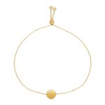 Adjustable Bracelet with Shiny Circle in 14k Yellow Gold (7.50 mm)