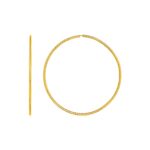 Endless Hoop Earrings 14k Yellow Solid Gold Textured (1.2mmx40mm)
