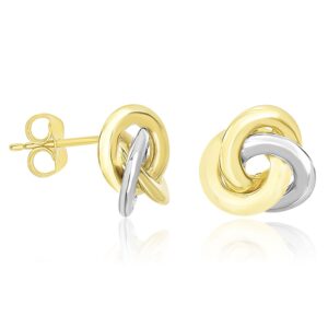 Shiny Intertwined Open Circle Stud Earrings 14k Two-Tone Gold