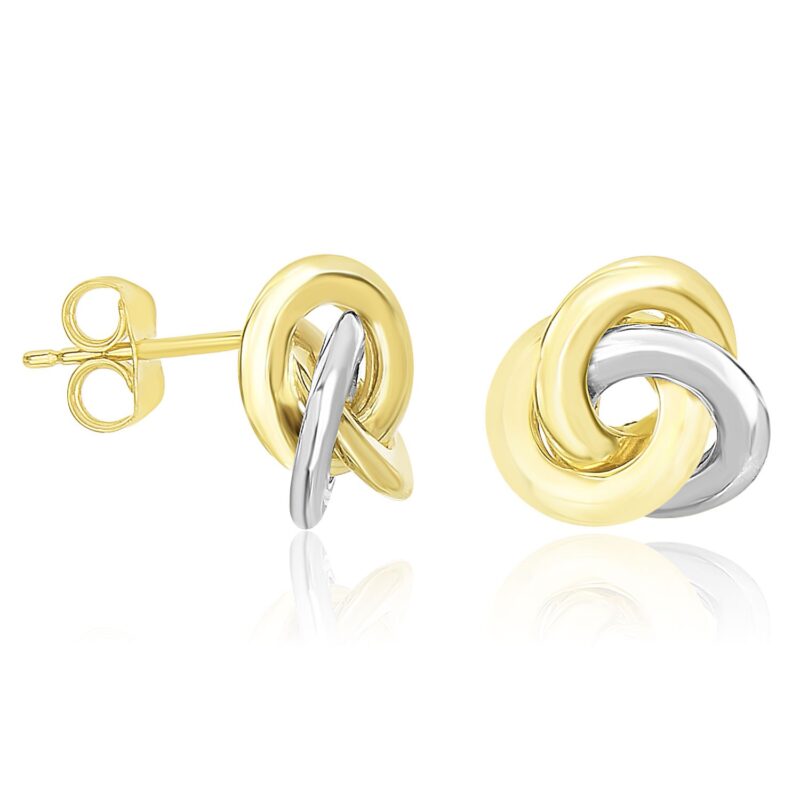 Shiny Intertwined Open Circle Stud Earrings 14k Two-Tone Gold