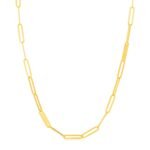 14k Yellow Gold Alternating Paperclip Chain Link and Gold Bar Necklace