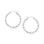 Weave Like Hoop Earrings Sterling Silver Rhodium Plated (2x20mm)
