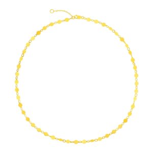 14k Gold Necklace with Polished Circles with Lobster Clasp 16.25 inch