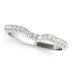 Pave Set Curved Diamond Wedding Band 1/5 cttw 14k White Gold