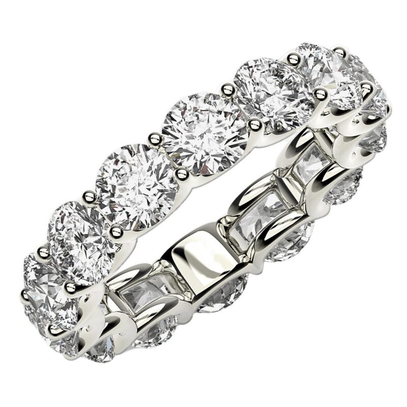 6 Carat Round Cut Diamond Eternity Ring Lab Grown FG/VS2 14k White Gold