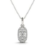 Outer Oval Shaped Two Stone Diamond Pendant Necklace 14k White Gold 5/8 cttw Outer Oval Shaped Two Stone Diamond Pendant Necklace 14k White Gold 5/8 cttw