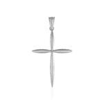 14k White Gold Rounded and Pointed Cross Pendant