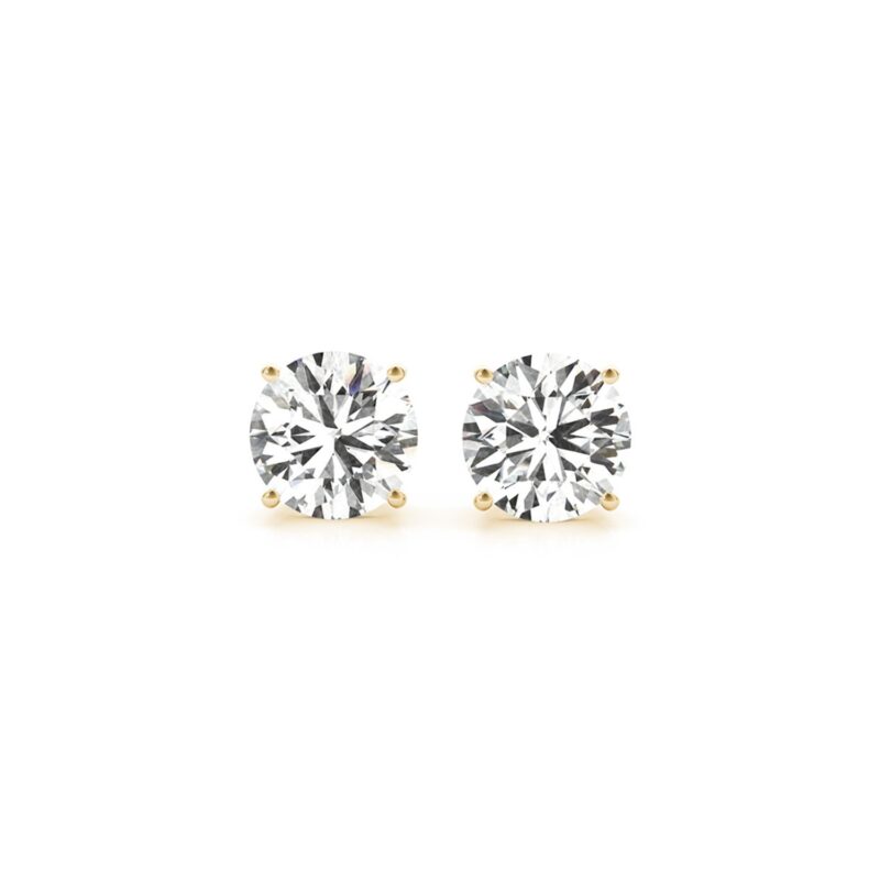 3 Carat Lab Grown Round Diamond Earrings 14k Yellow Gold Certified IGI